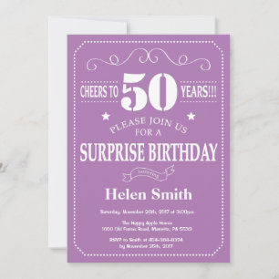 Invitation d'anniversaire surprise 50 ans Violet e
