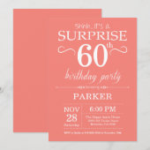 Invitation d'anniversaire surprise 60 ans Corail (Devant / Derrière)