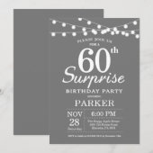Invitation d'anniversaire surprise 60 ans gris et  (Devant / Derrière)