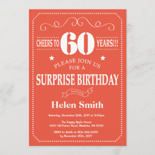 Invitation d'anniversaire surprise 60 ans Orange e