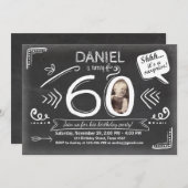 Invitation d'anniversaire surprise 60e Chalkboard (Devant / Derrière)