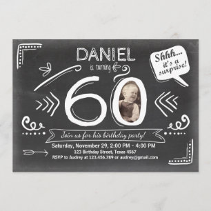 Invitation d'anniversaire surprise 60e Chalkboard