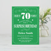 Invitation d'anniversaire surprise 70 ans vert et  (Debout devant)