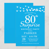 Invitation d'anniversaire surprise 80 ans Bleu (Devant / Derrière)