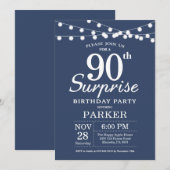 Invitation d'anniversaire surprise 90 ans Bleu (Devant / Derrière)