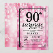 Invitation d'anniversaire surprise 90 ans paillett (Devant / Derrière)