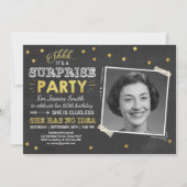 Invitation d'anniversaire surprise Chalkboard Gold (Devant)