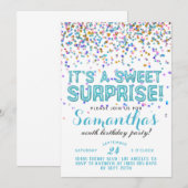 Invitation d'anniversaire surprise confetti doux (Devant / Derrière)