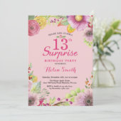 Invitation d'anniversaire surprise florale 13 ans (Debout devant)