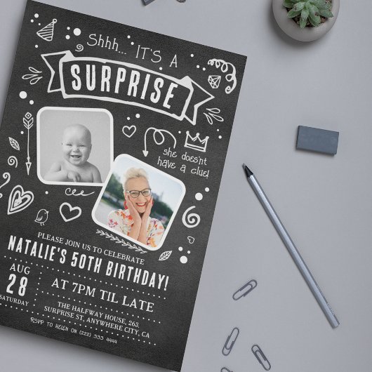Invitation d'anniversaire surprise Fun Chalkboard