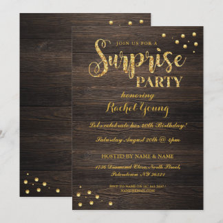 Invitation d'anniversaire Surprise Gold Parties sc