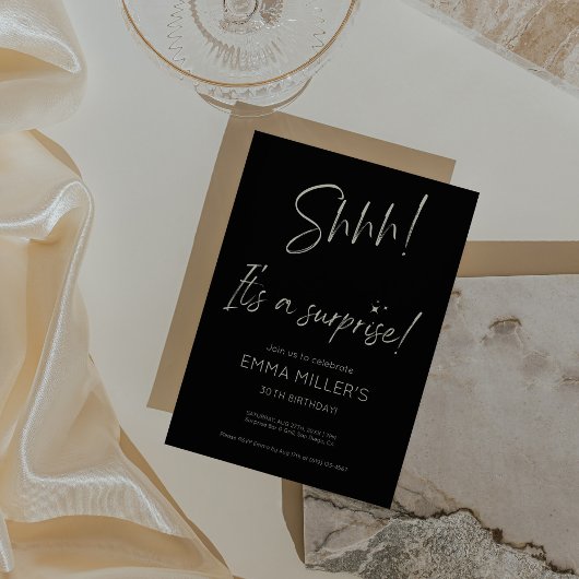 Invitation d'anniversaire surprise minimaliste noi
