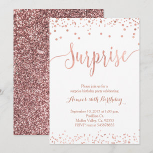 Invitation d'anniversaire surprise Rose Gold