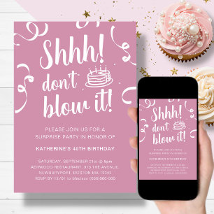 Invitation d'anniversaire Surprise Rose   Ne le so