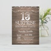 Invitation d'anniversaire surprise rustique 13 ans (Debout devant)