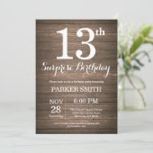 Invitation d'anniversaire surprise rustique 13 ans (Debout devant)