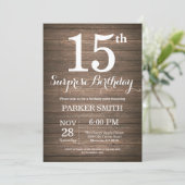 Invitation d'anniversaire surprise rustique 15 ans (Debout devant)