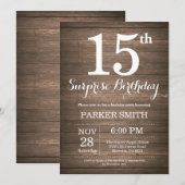 Invitation d'anniversaire surprise rustique 15 ans (Devant / Derrière)