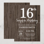 Invitation d'anniversaire surprise rustique 16 ans (Devant / Derrière)