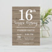 Invitation d'anniversaire surprise rustique 16 ans (Debout devant)