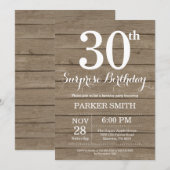 Invitation d'anniversaire surprise rustique 30 ans (Devant / Derrière)