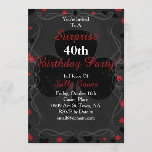 Invitation d'anniversaire surprise style casino