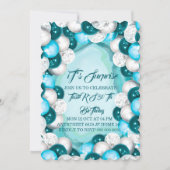 Invitation d'anniversaire surprise turquoise, anni (Devant)