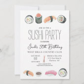 Invitation d'anniversaire Sushi & Sake (Devant)
