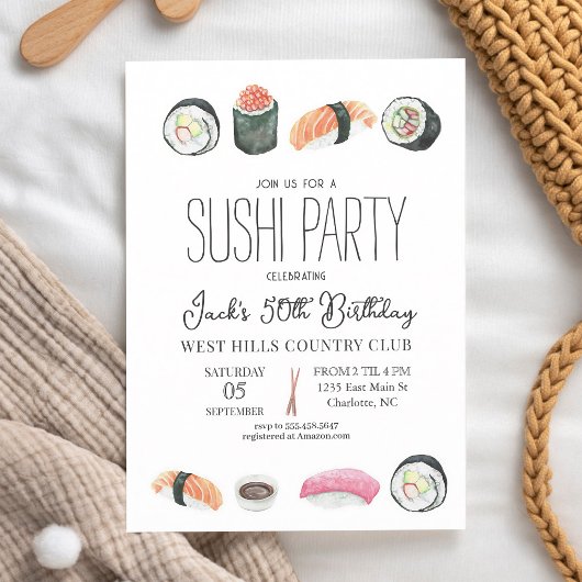 Invitation d'anniversaire Sushi & Sake