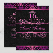 Invitation d'anniversaire Sweet16 avec impression  (Devant / Derrière)