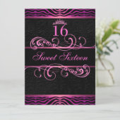 Invitation d'anniversaire Sweet16 avec impression  (Debout devant)