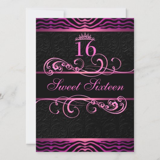 Invitation d'anniversaire Sweet16 avec impression  (Devant)