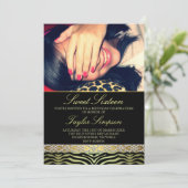 Invitation d'anniversaire Sweet16 avec impression  (Debout devant)