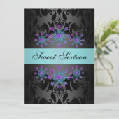 Invitation d'anniversaire Sweet16 Bleu & Violet Fl (Debout devant)