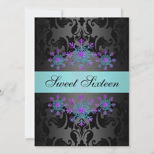 Invitation d'anniversaire Sweet16 Bleu & Violet Fl (Devant)