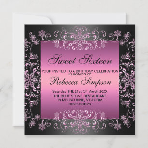 Invitation d'anniversaire Sweet16 Rose Poussière d