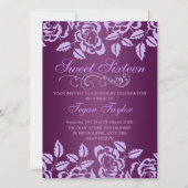 Invitation d'anniversaire Sweet16 Rose Violette (Dos)