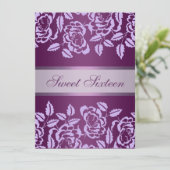 Invitation d'anniversaire Sweet16 Rose Violette (Debout devant)