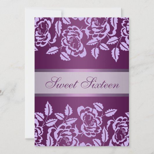 Invitation d'anniversaire Sweet16 Rose Violette (Devant)