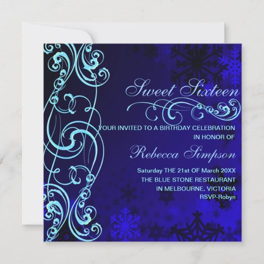 Invitation d'anniversaire Sweet16 Tourbillon Floco (Devant)
