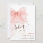 Invitation d'anniversaire Sweet 16 à ruban rose (Devant)