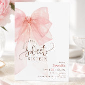 Invitation d'anniversaire Sweet 16 à ruban rose
