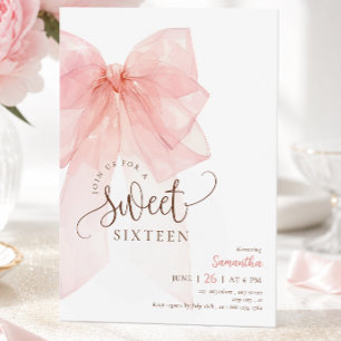 Invitation d'anniversaire Sweet 16 à ruban rose