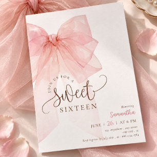 Invitation d'anniversaire Sweet 16 à ruban rose