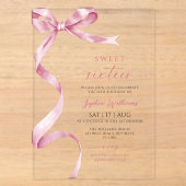 Invitation d'anniversaire Sweet 16 avec Ruban Rose (Recto)