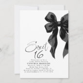 Invitation d'anniversaire Sweet 16 Black Bow (Devant)