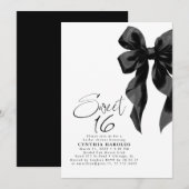 Invitation d'anniversaire Sweet 16 Black Bow (Devant / Derrière)