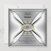 Invitation d'anniversaire Sweet 16 Chrome Blanc (Devant)