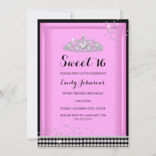 Invitation d'anniversaire Sweet 16 Couronne de sci