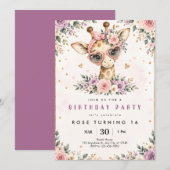 Invitation d'anniversaire Sweet 16 de girafe migno (Devant / Derrière)